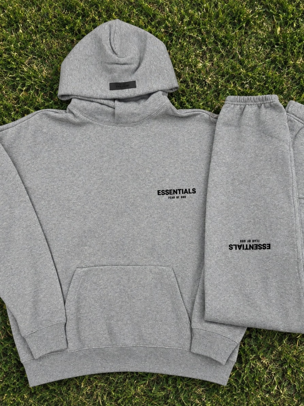 Essentials Fear Of God Dark Oatmeal Hoodie & Cuffed Sweatpants Set Size S
